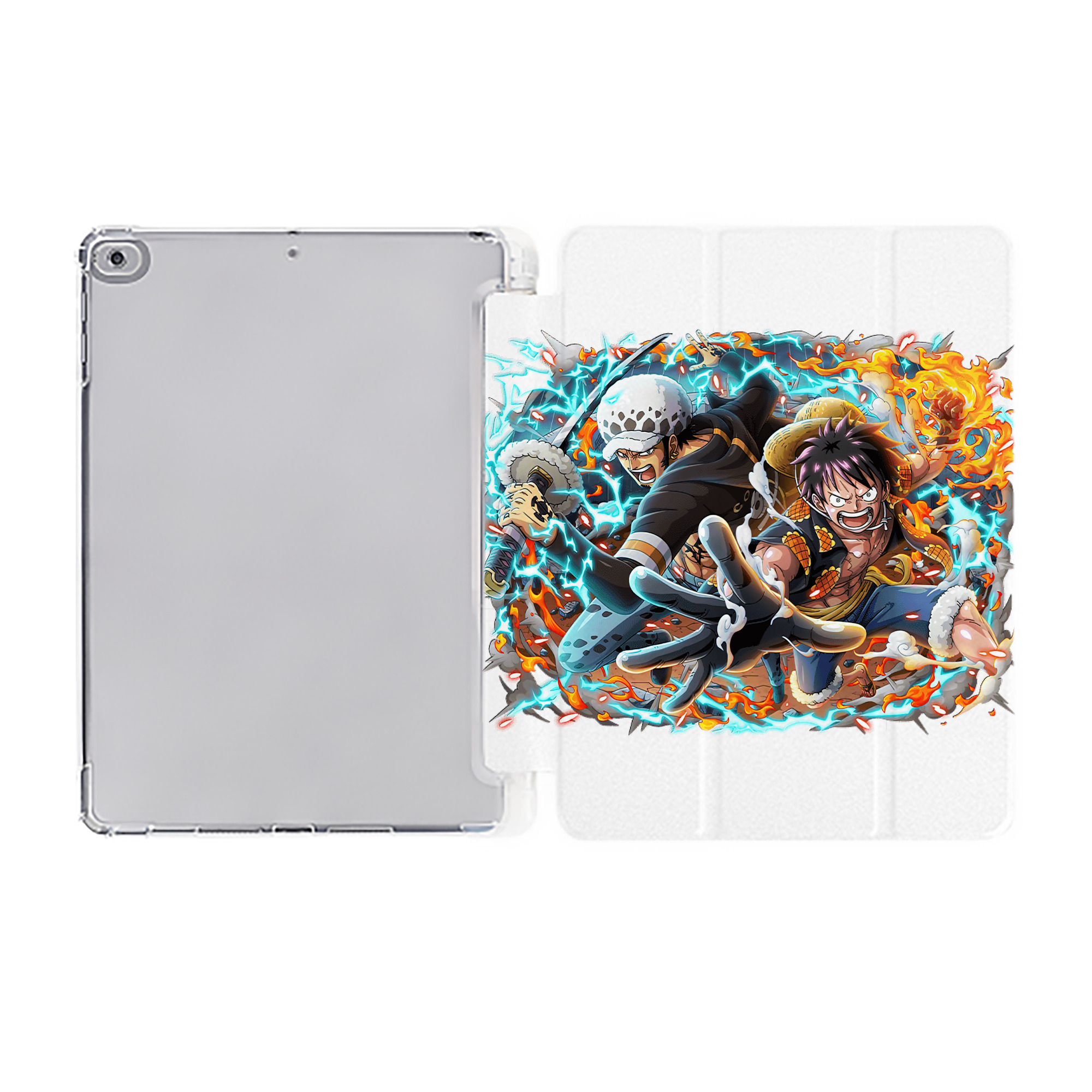 （画像用） ワンピース モンキー・D・ルフィ ONE PIECE Monkey D. Luffy IPad ケース ペン収納付き 三つ折りスタンド PUレザー×シリコン 対応機種9.5/10.5/10.9インチ